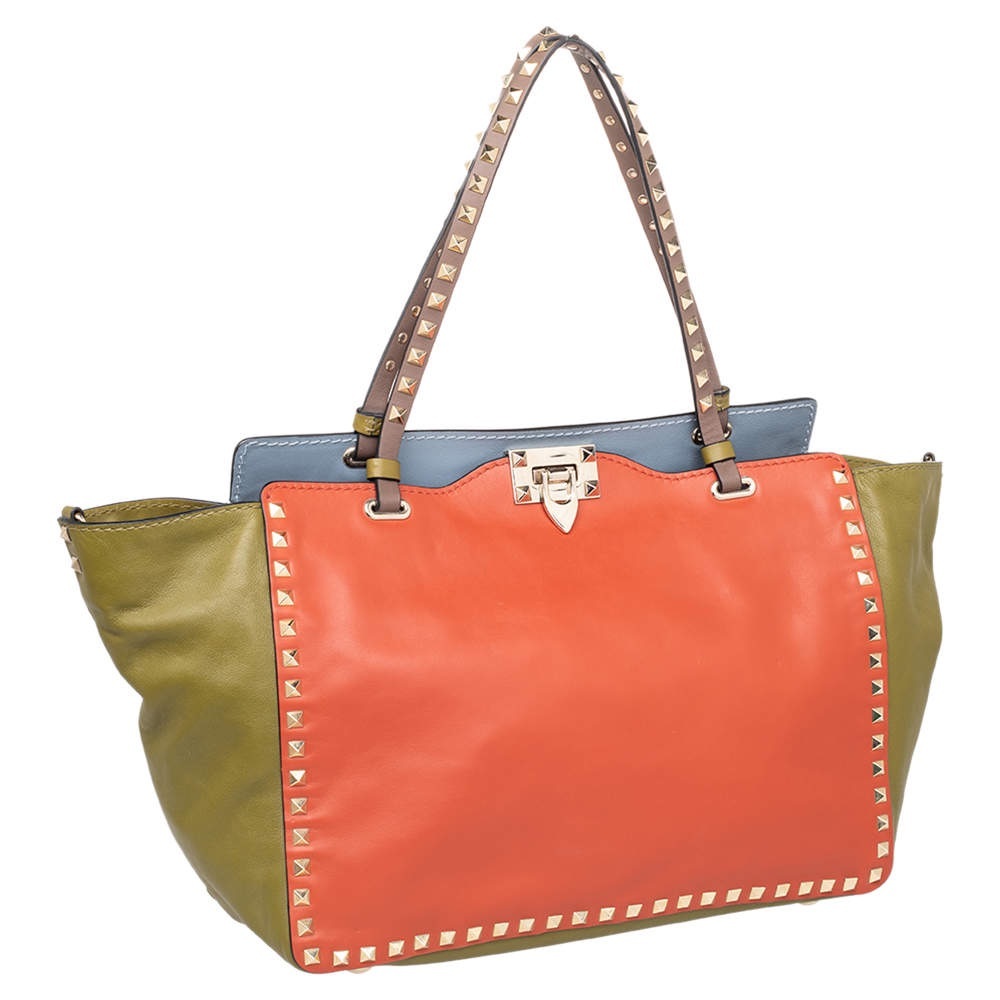 🧡Valentino Multicolor Leather Medium Rockstud Tote